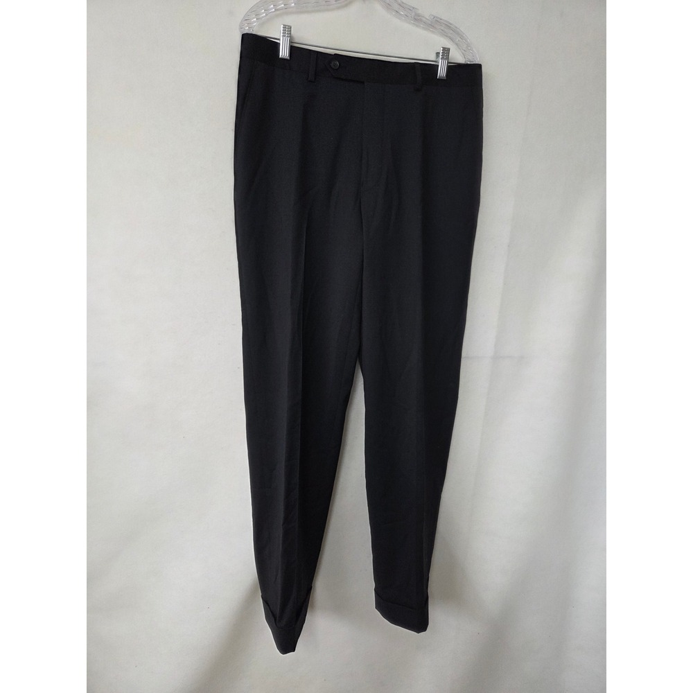 Samuelsohn Mens SB Gable Super 110s Wool Dress Pants Black Micro Check 34x32